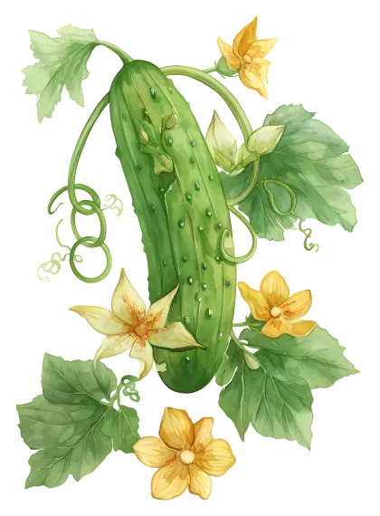Cucumber Plant with Flowers