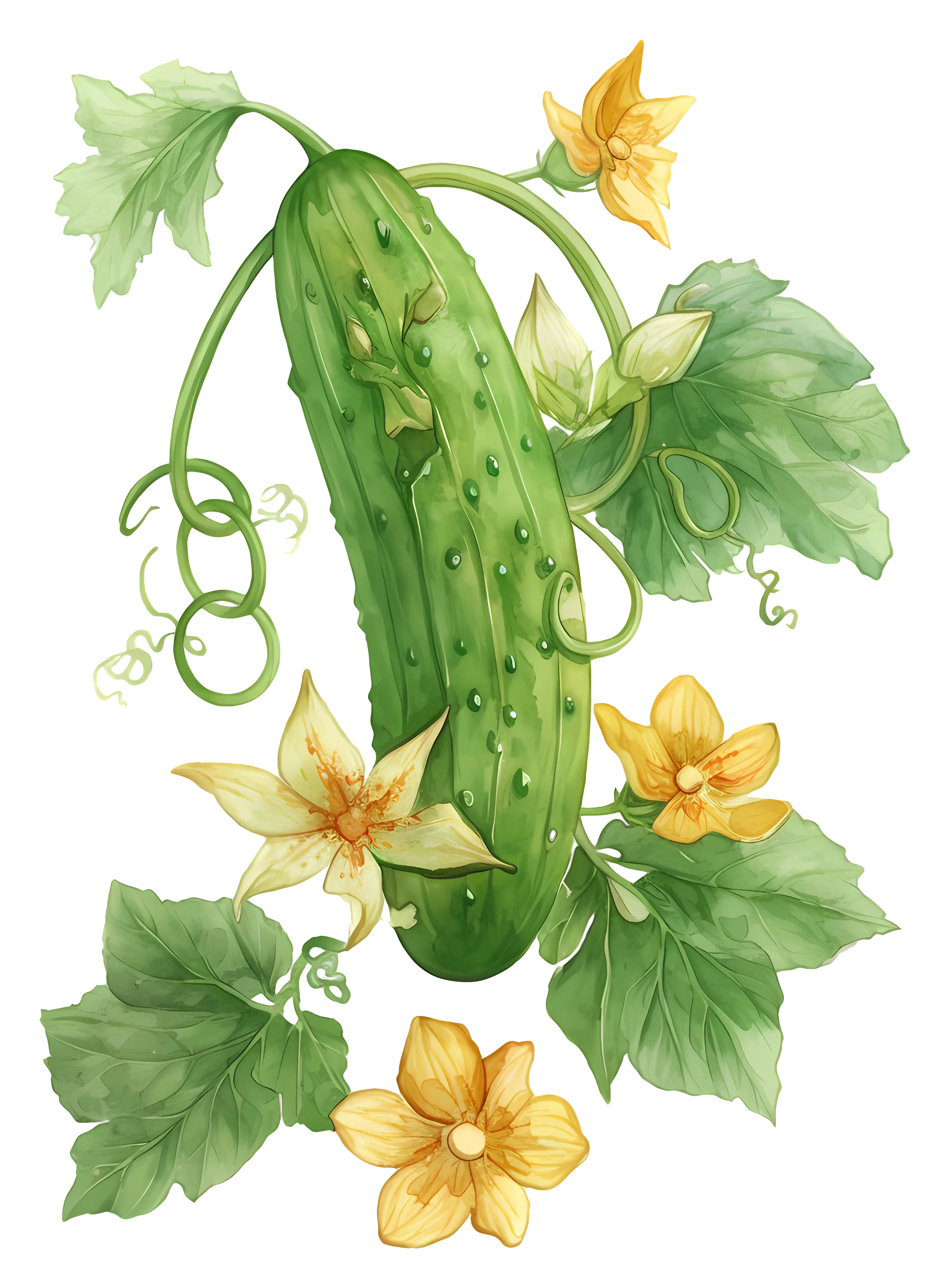 Cucumber Plant with Flowers
