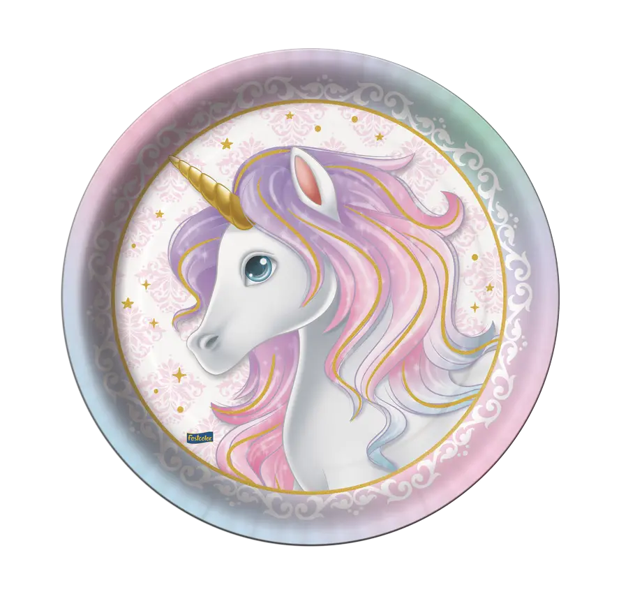 Decorative Unicorn Plate with Pastel Colors