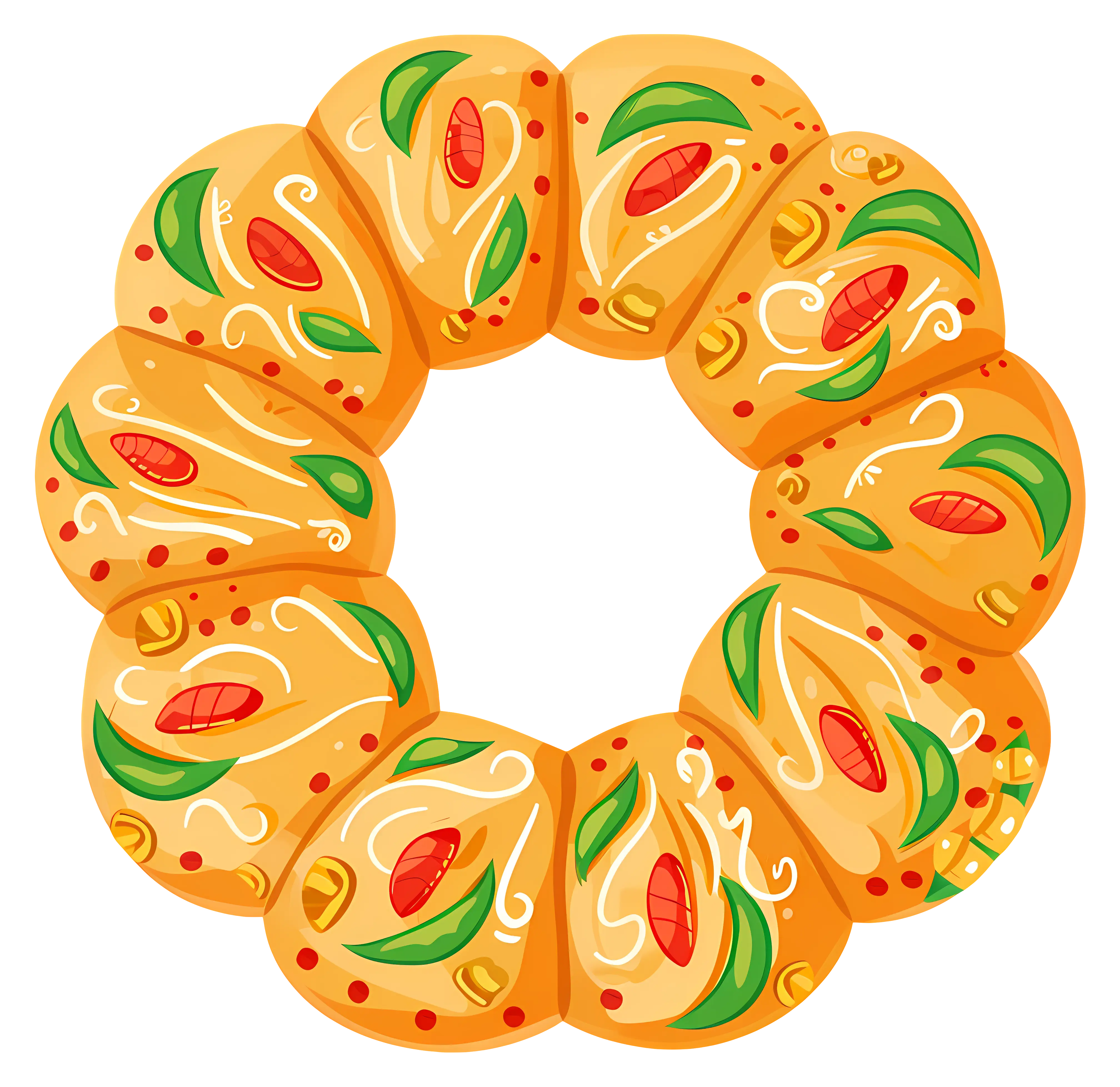 Decorative Bread Wreath with Colorful Toppings