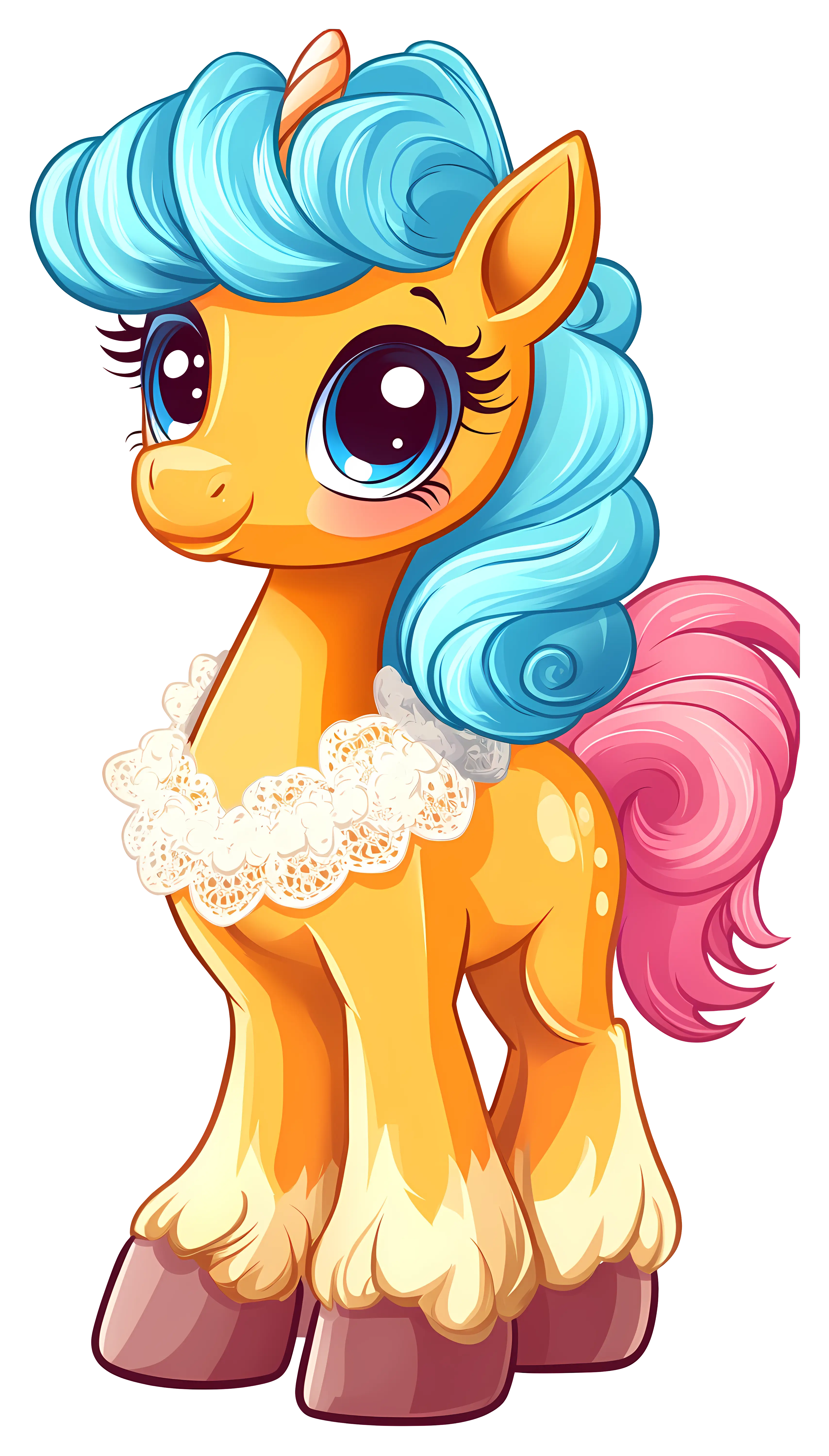 Cartoon Pony with Colorful Mane