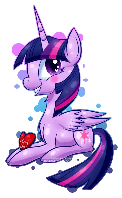 Purple Unicorn Cartoon Illustration with Heart Detail