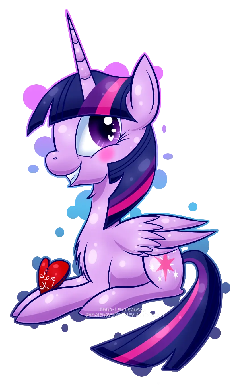 Purple Unicorn Cartoon Illustration with Heart Detail