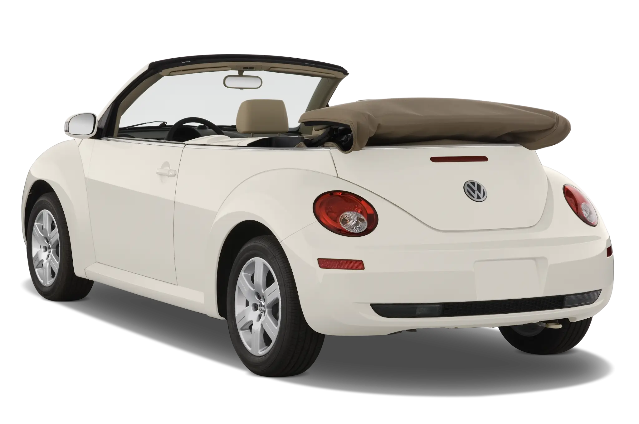 White Convertible Car with Open Roof