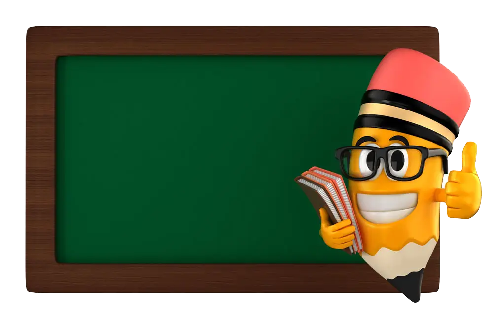 Pencil Character with Chalkboard