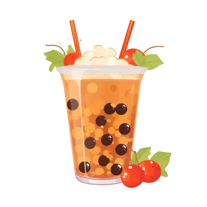 Bubble Tea with Cherries Illustration