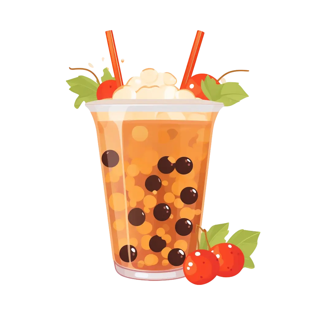 Bubble Tea with Cherries Illustration