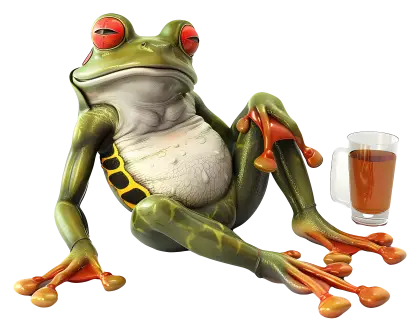 Relaxed Frog with Drink