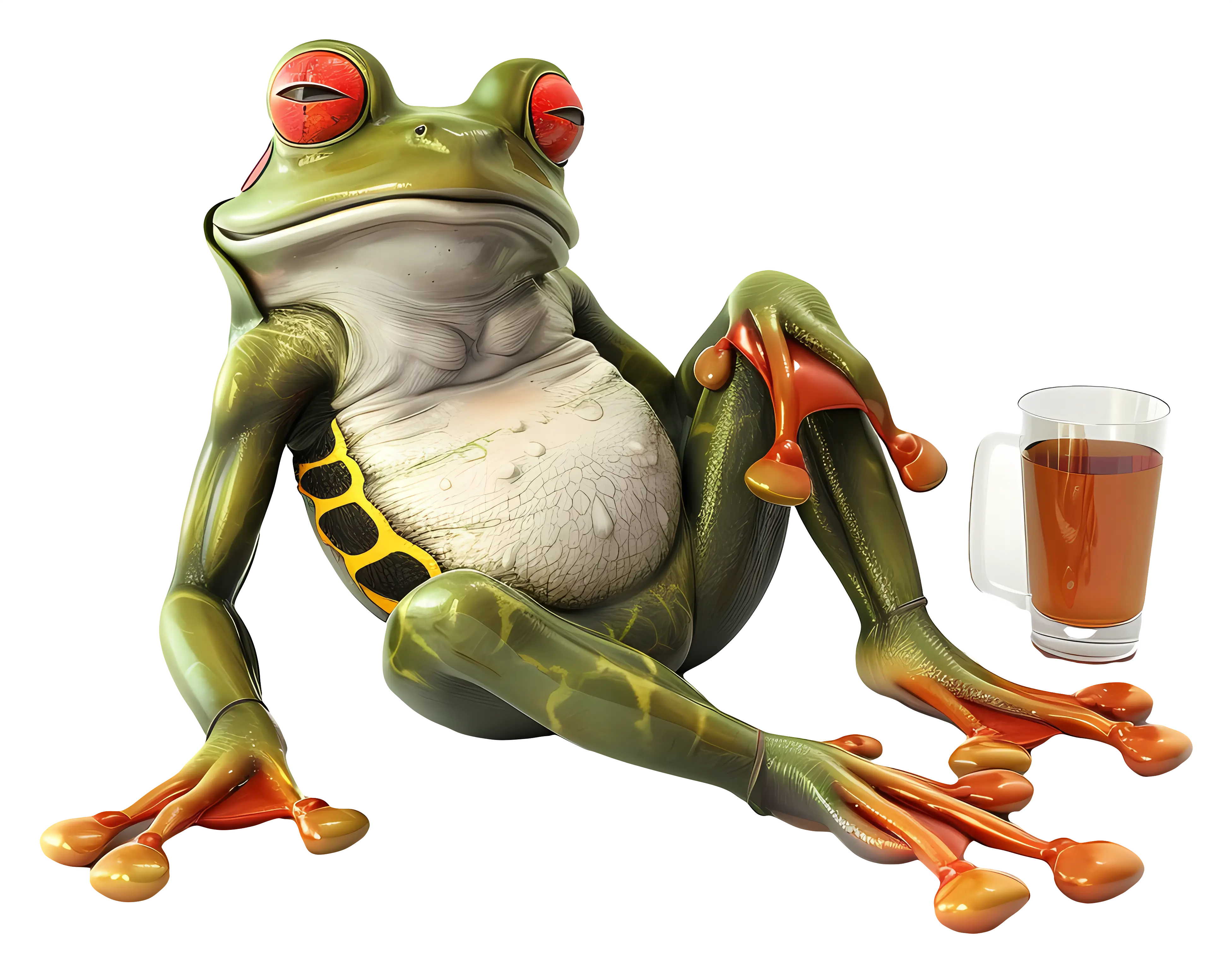 Relaxed Frog with Drink
