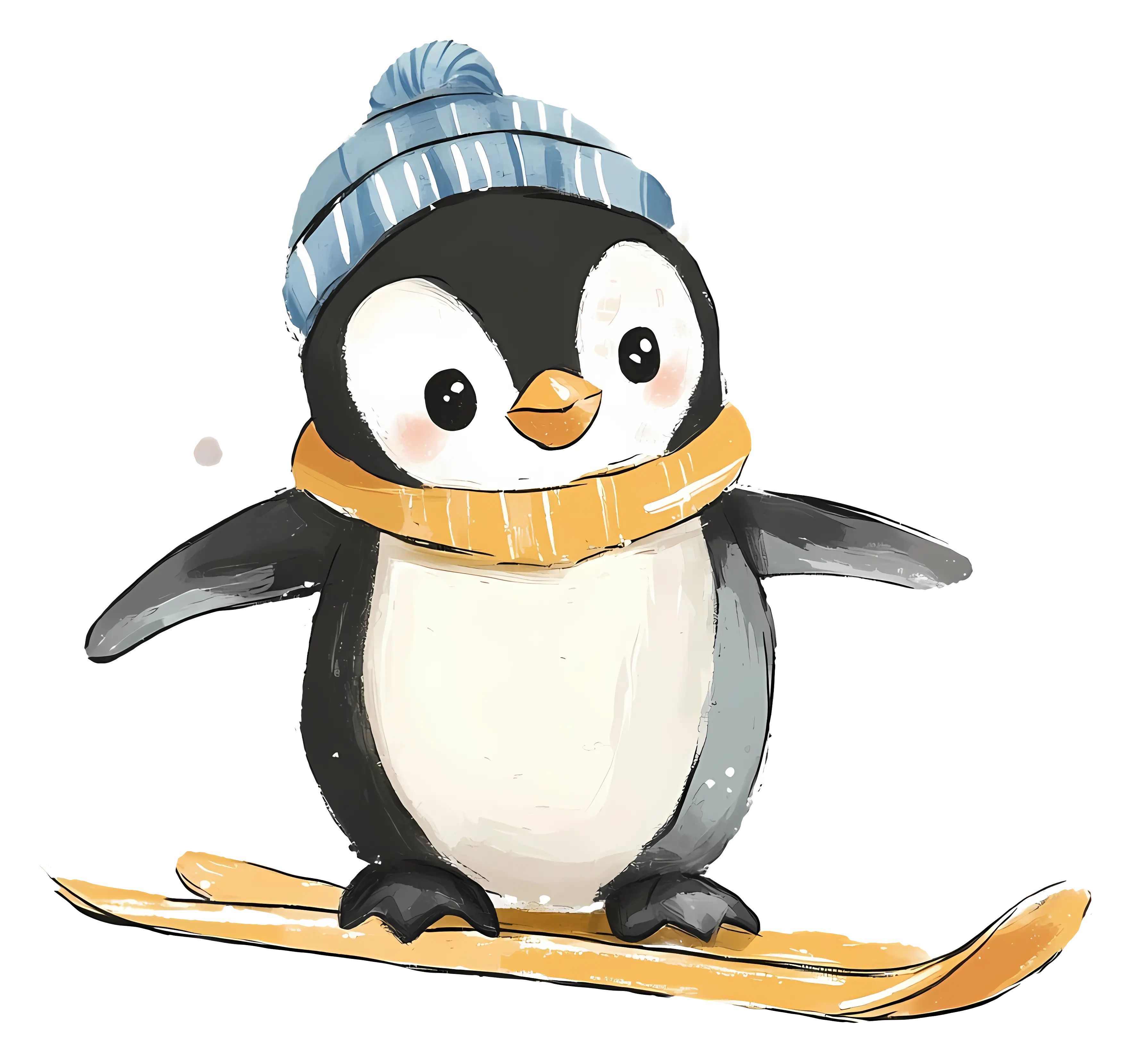 Cute Penguin Skiing Adventure