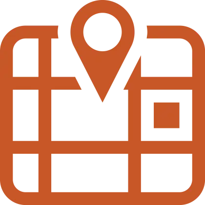 Map Icon with Orange Location Marker Design
