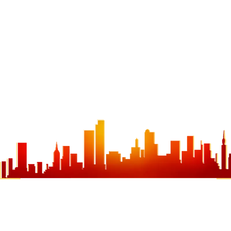 Orange to Red Gradient City Skyline Silhouette