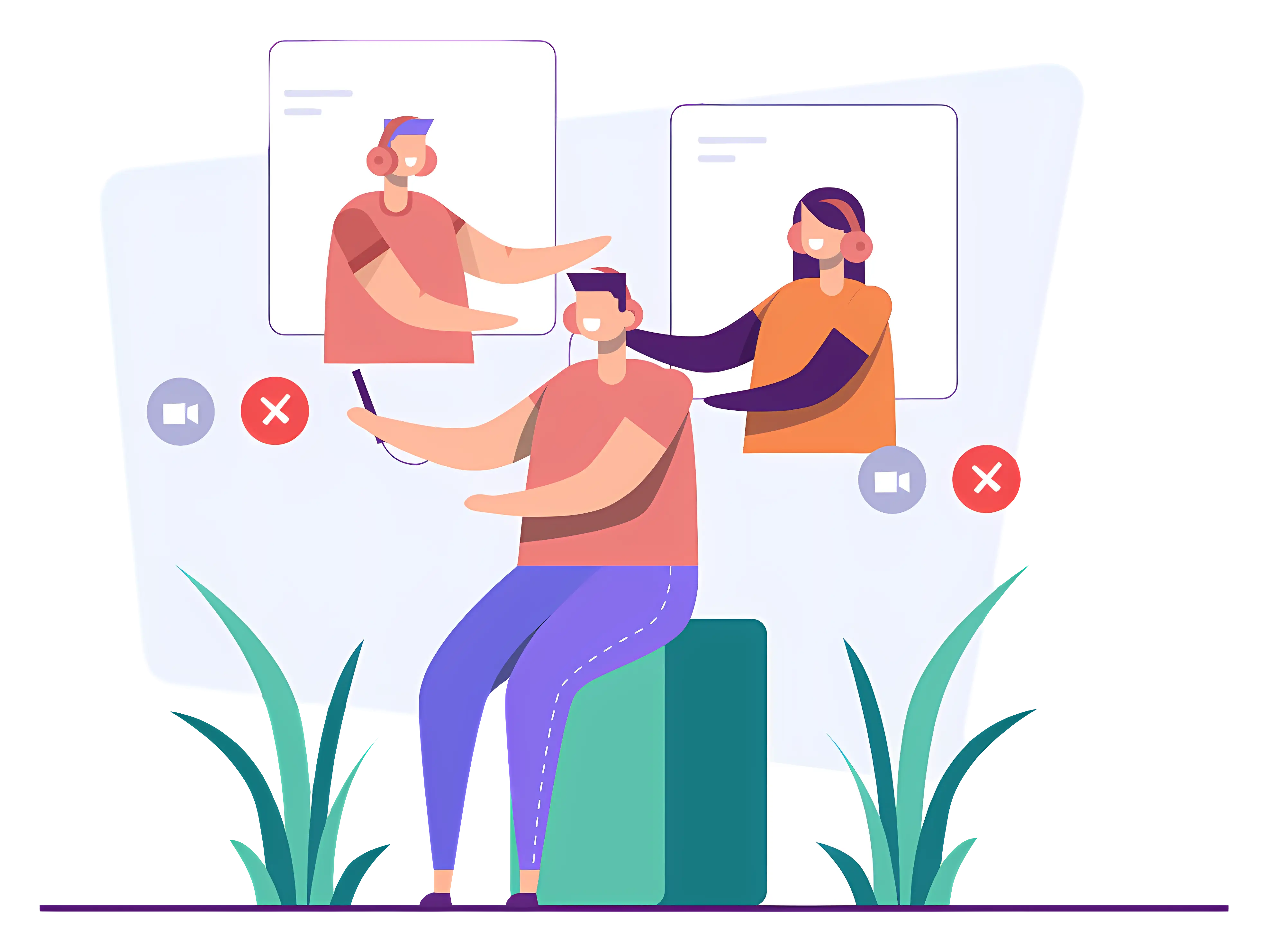 People Engaged in a Video Call