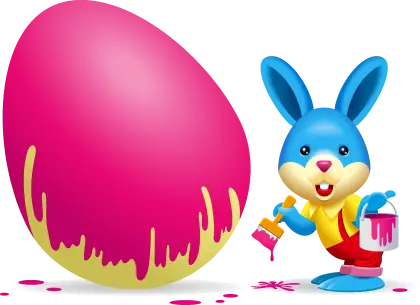 Easter Bunny Painting a Giant Egg
