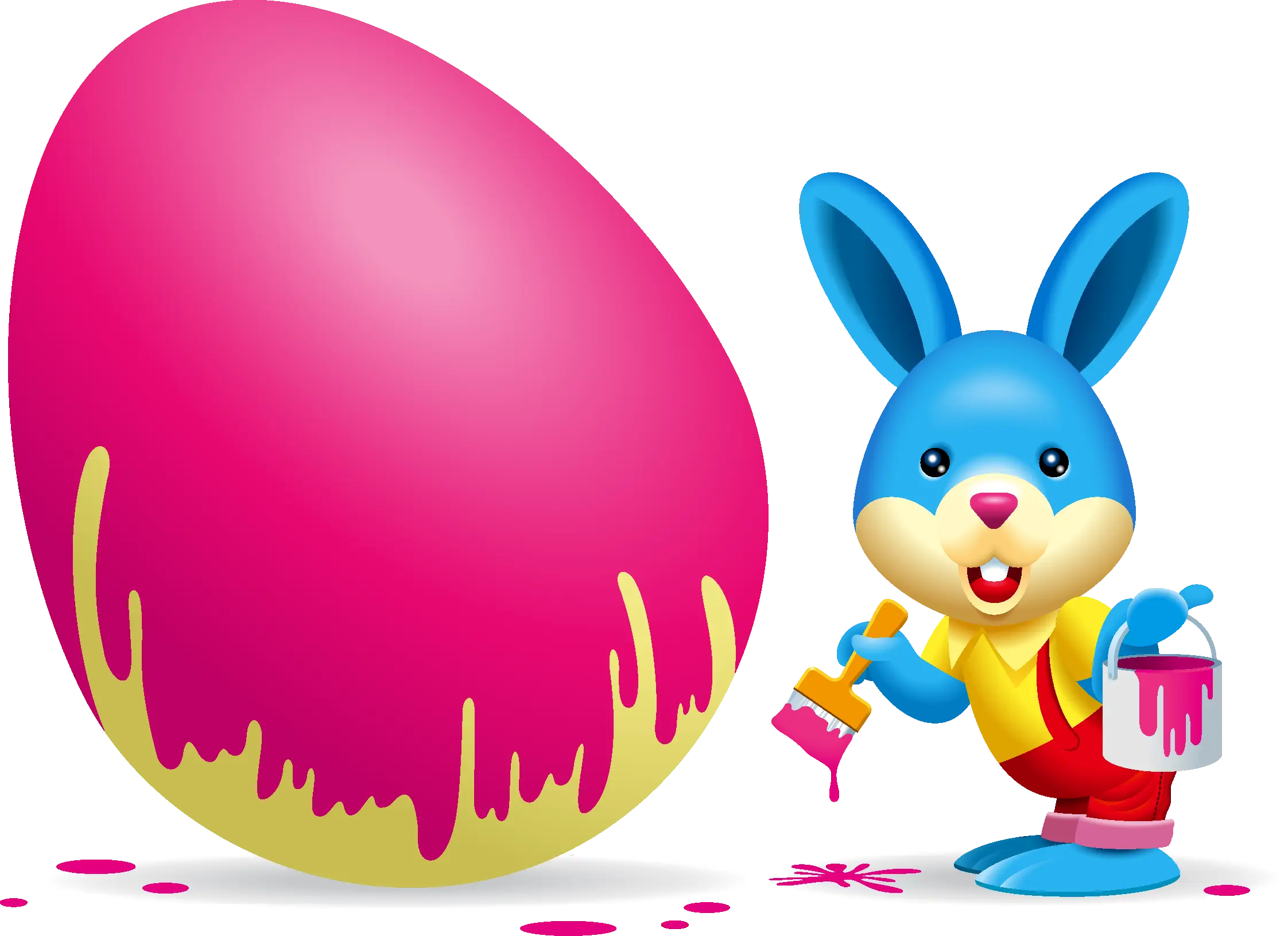 Easter Bunny Painting a Giant Egg