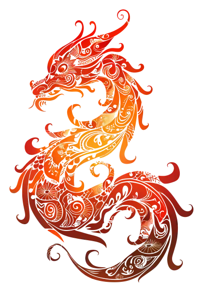Intricate Red Dragon Illustration