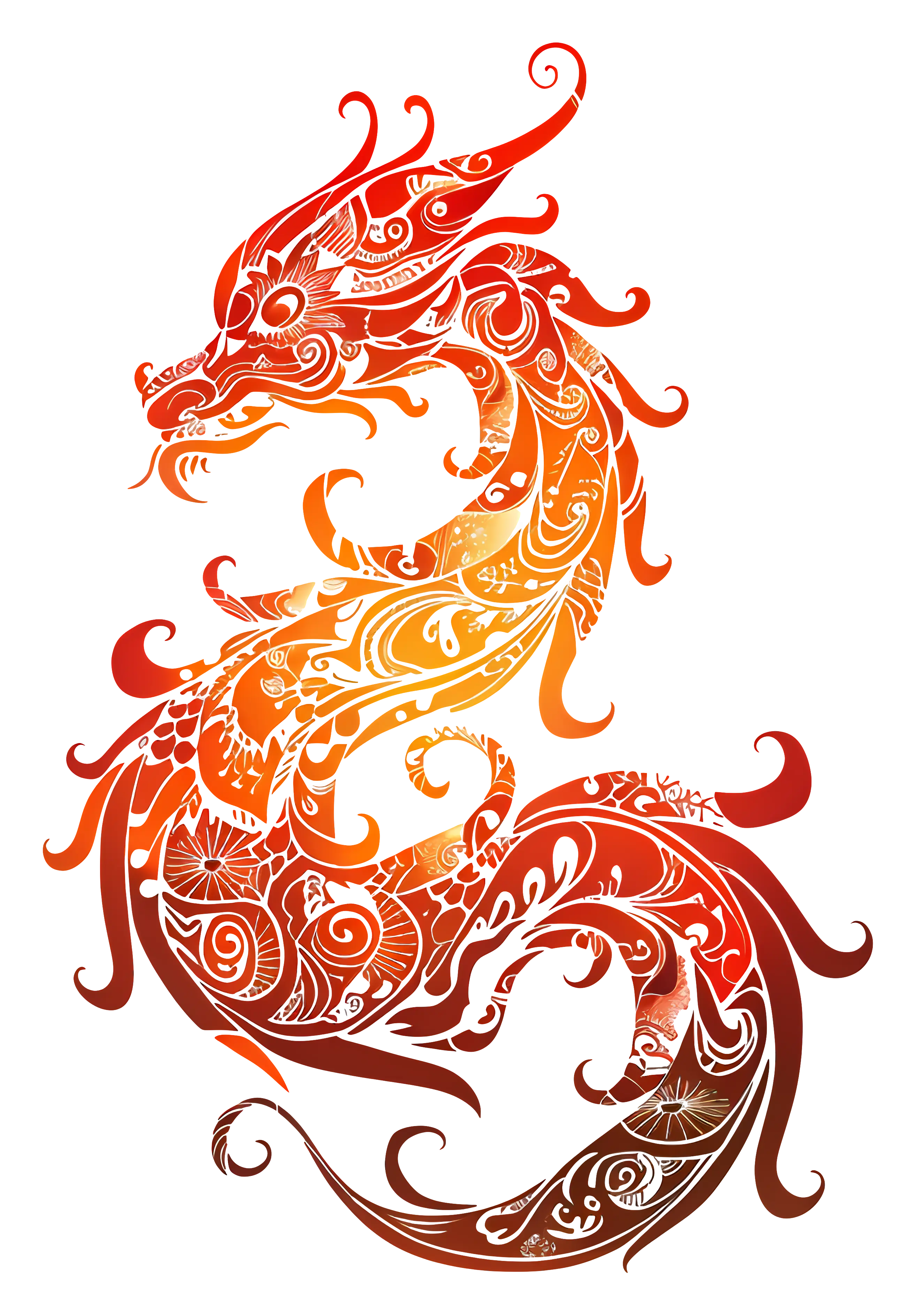 Intricate Red Dragon Illustration