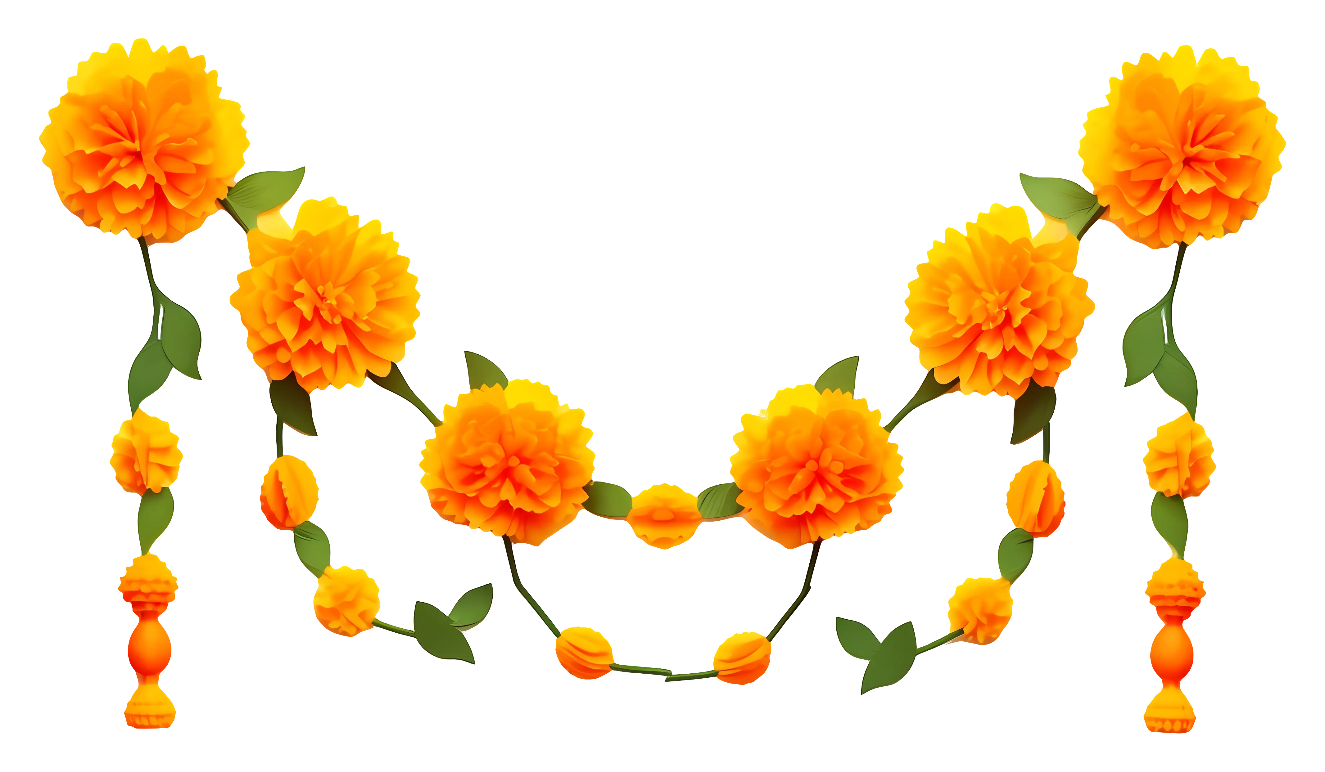 Traditional Marigold Flower Garland with Buds