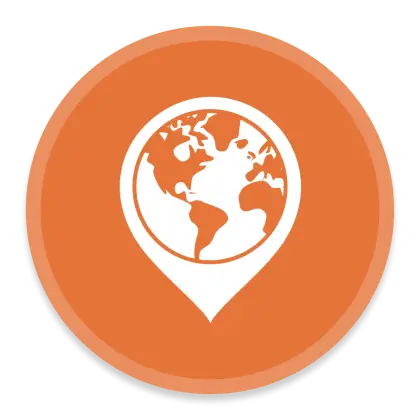 Earth Pin Icon on Orange Background
