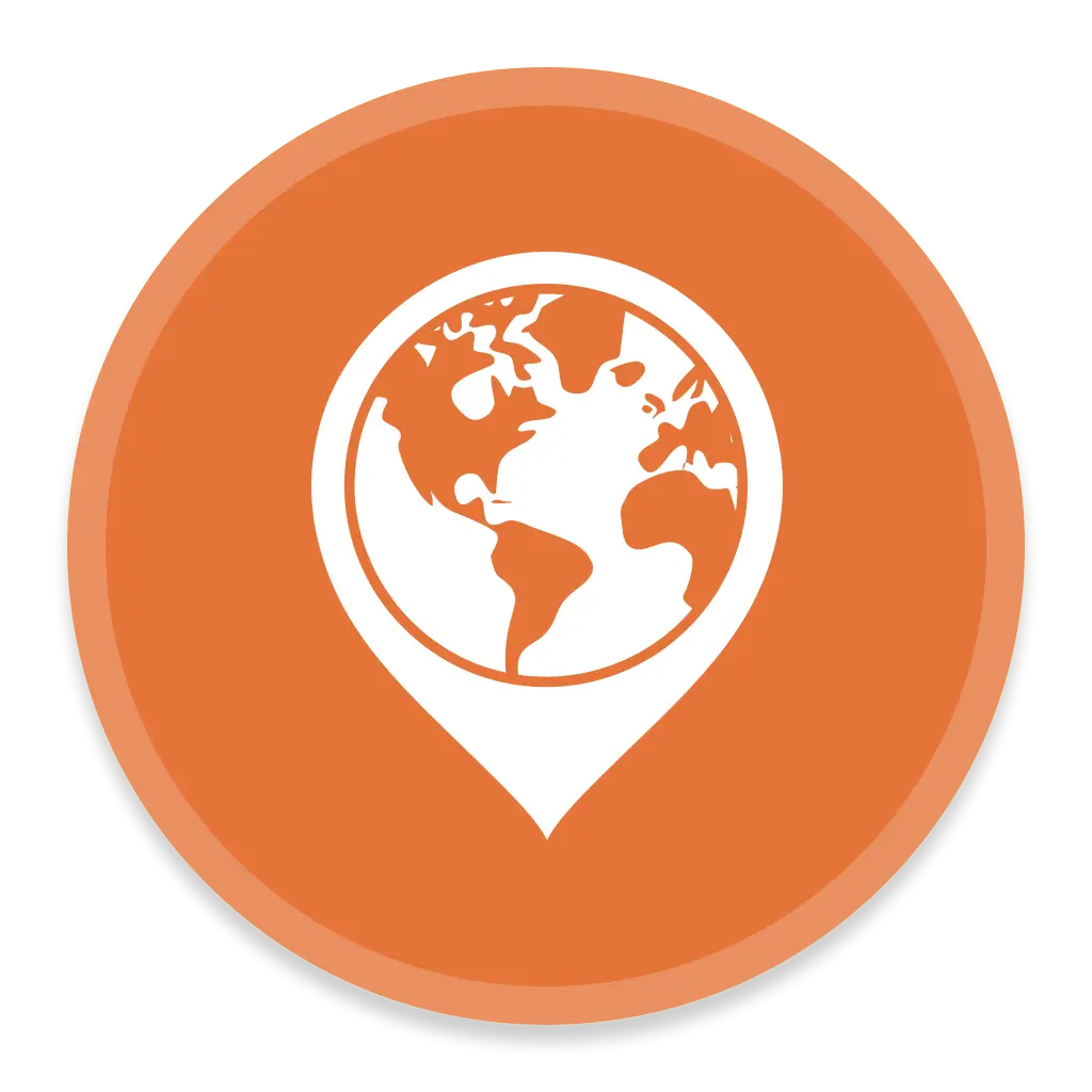 Earth Pin Icon on Orange Background
