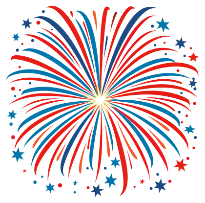 Celebratory Red and Blue Fireworks Illustration