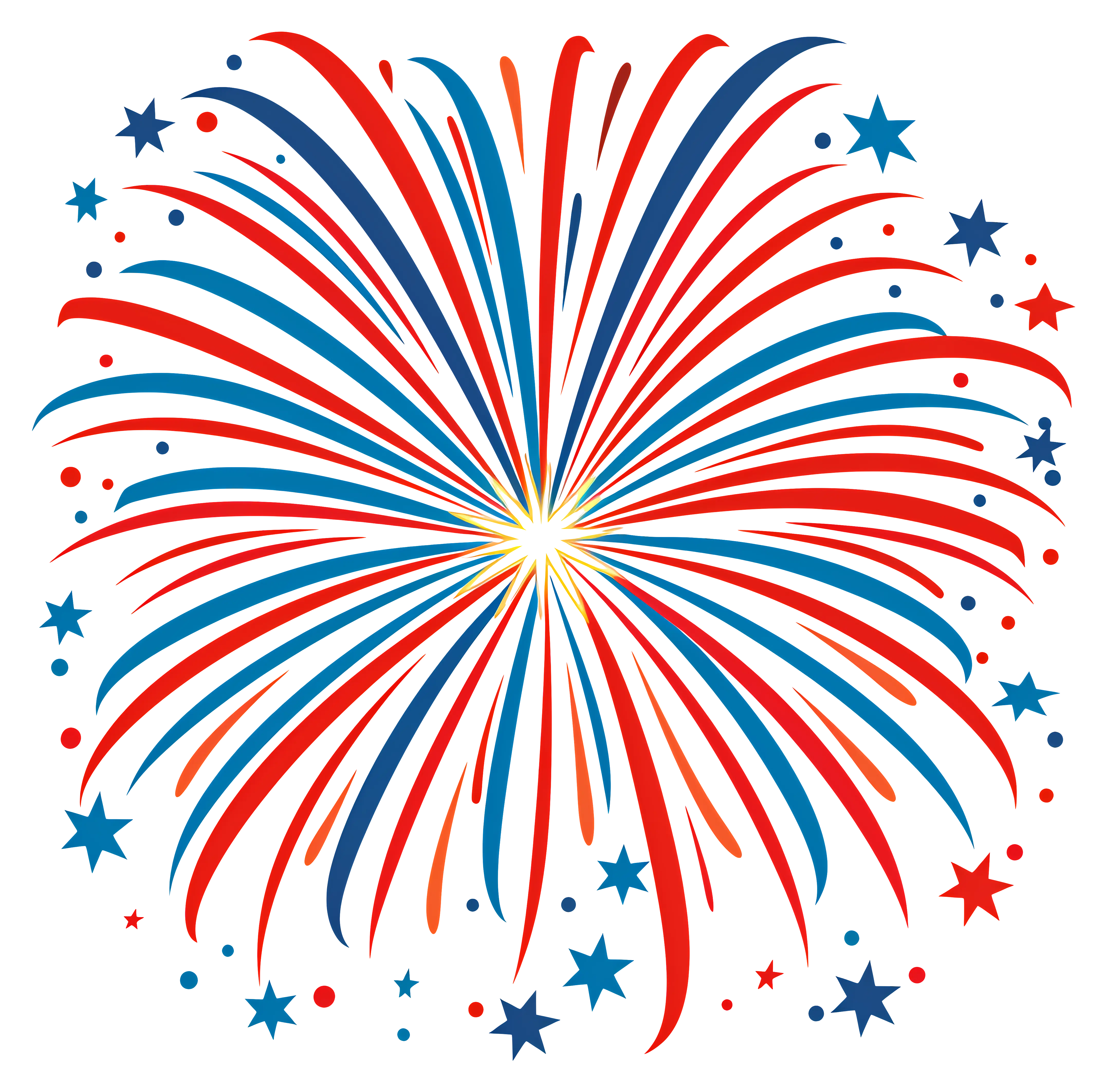 Celebratory Red and Blue Fireworks Illustration