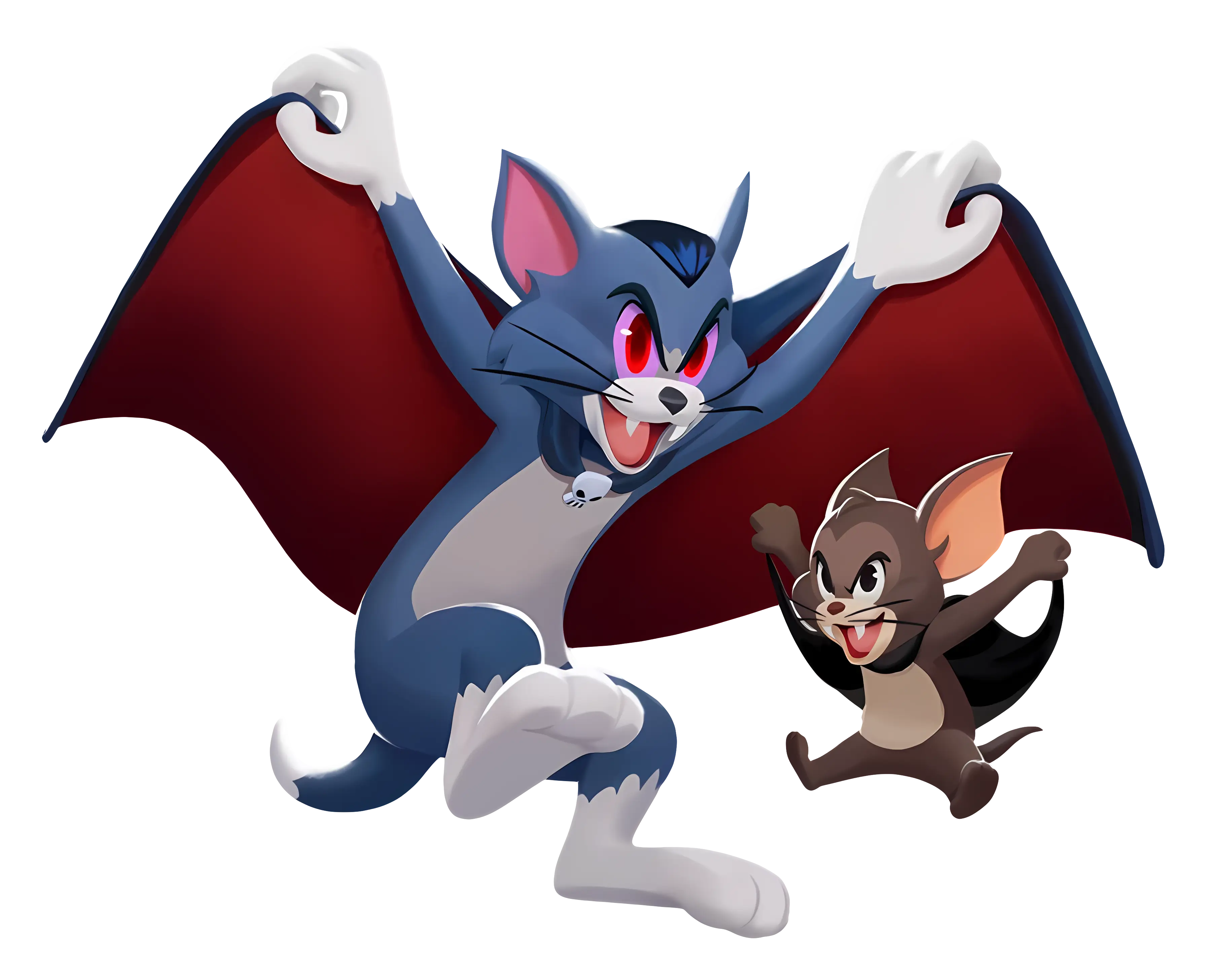 Vampire Cat and Bat Mouse in Cartoon Style