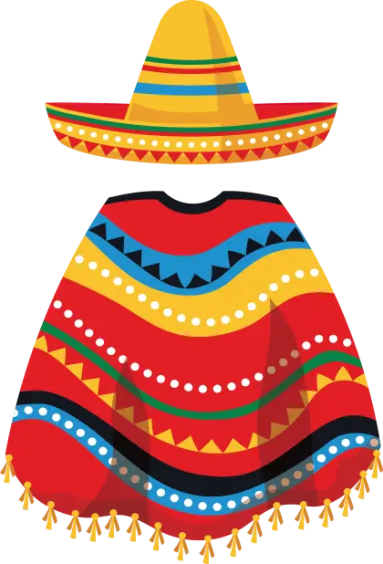 Traditional Mexican Sombrero and Poncho
