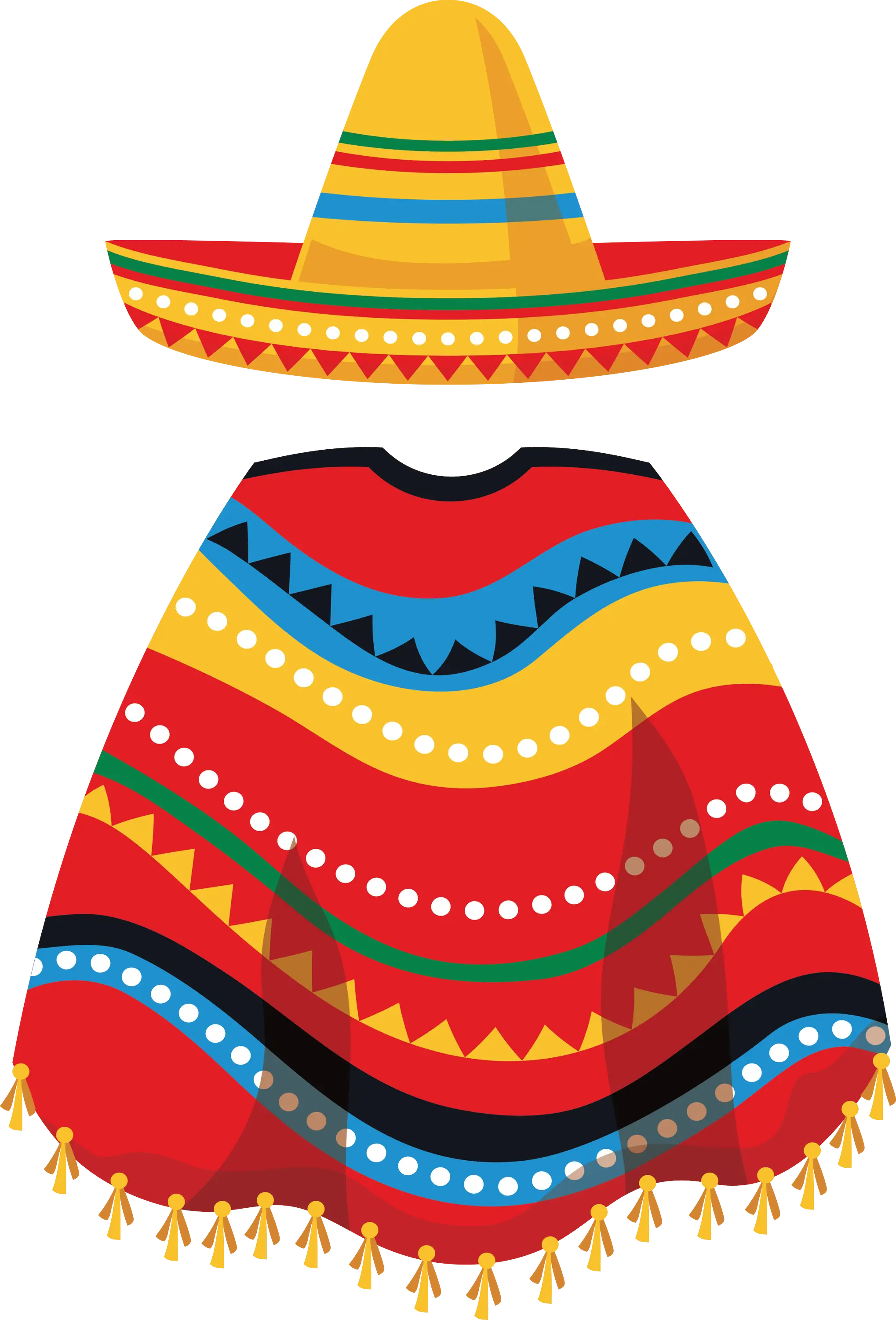 Traditional Mexican Sombrero and Poncho