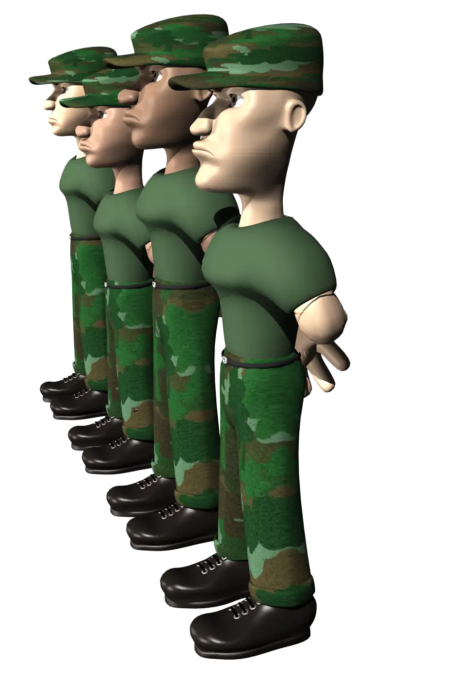 Cartoon Soldiers Standing in Line
