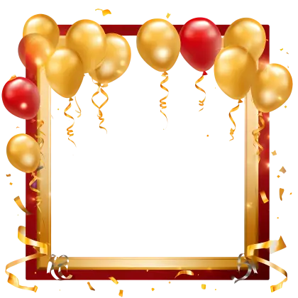 Celebratory Balloon Frame in Gold and Red