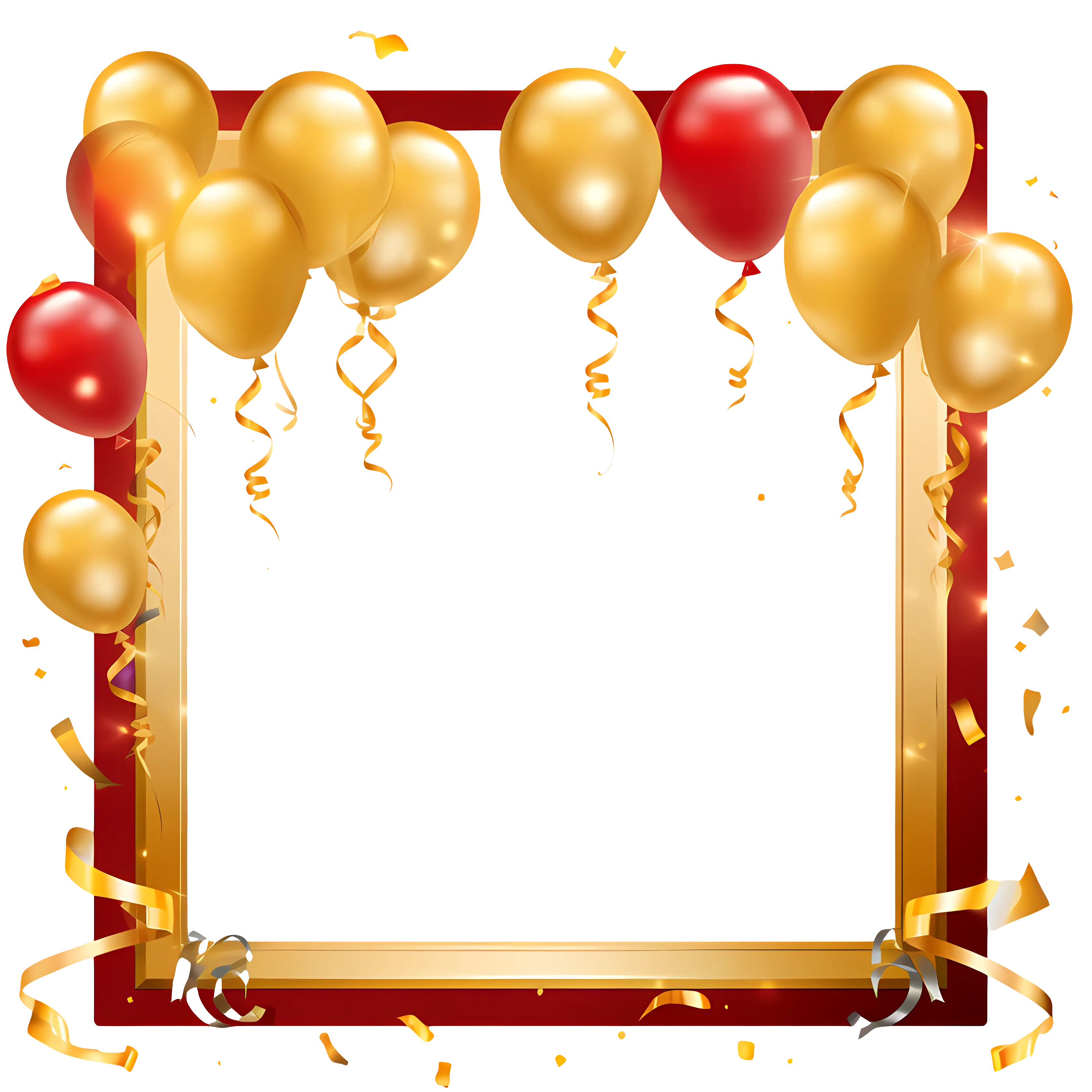 Celebratory Balloon Frame in Gold and Red