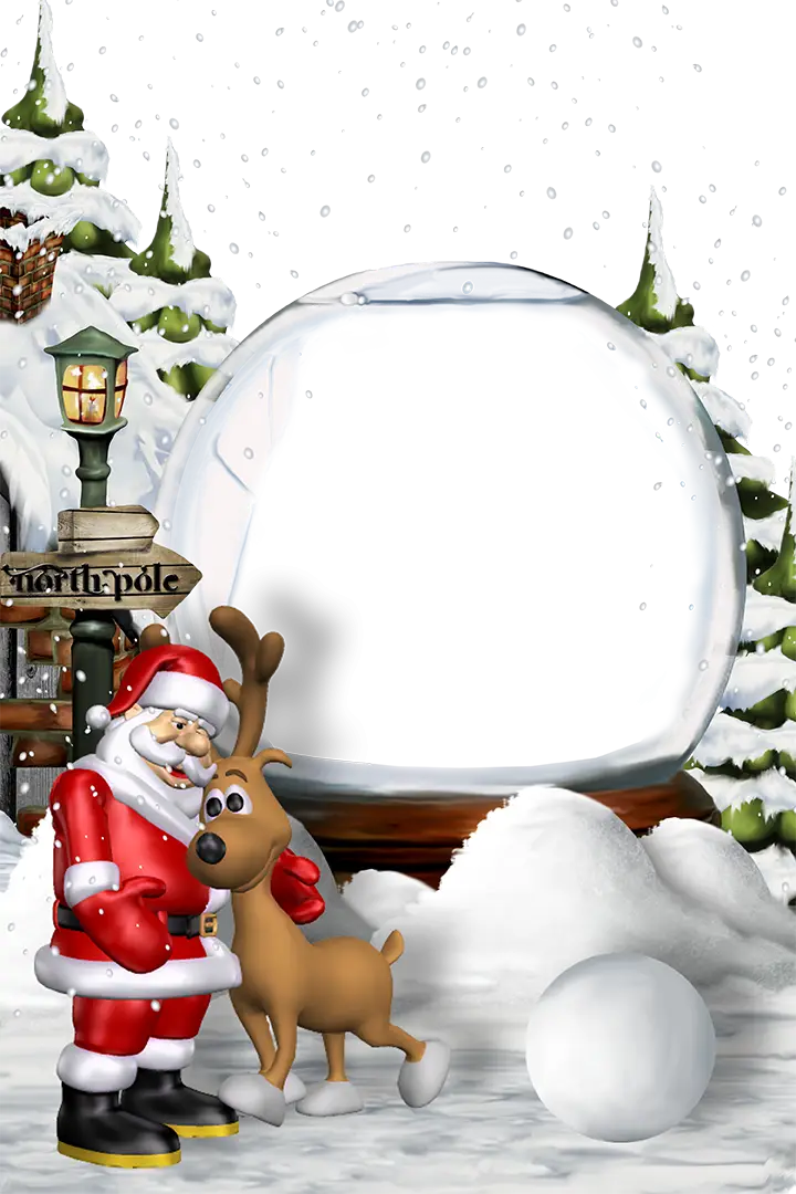 Santa and Reindeer at the North Pole