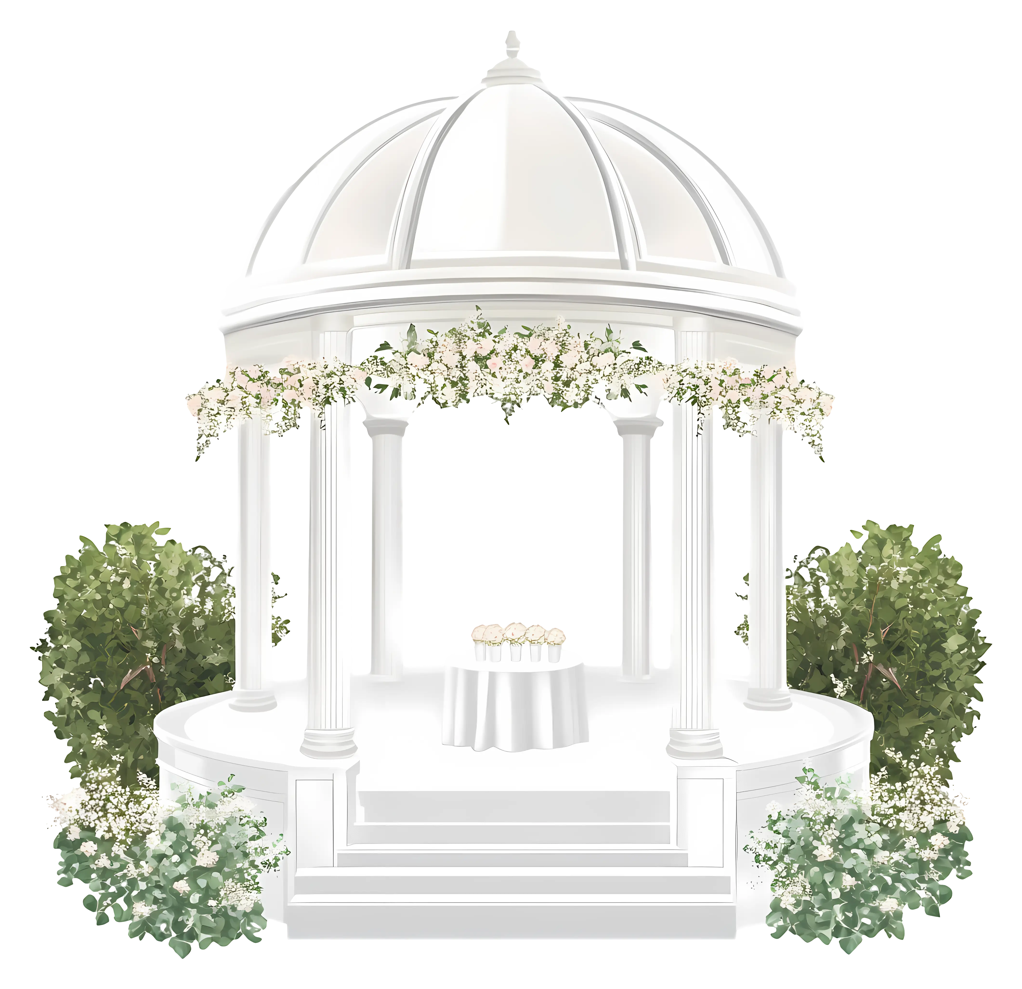 White Gazebo with Floral Decoration