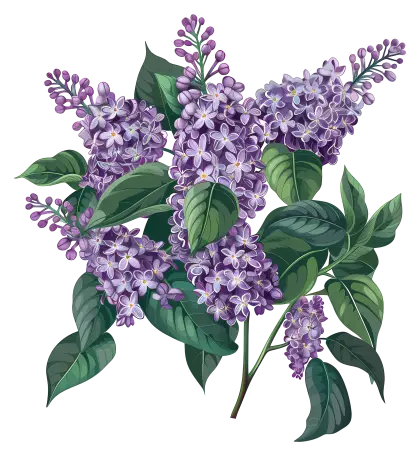 Fresh Lilac Flower Bouquet Illustration