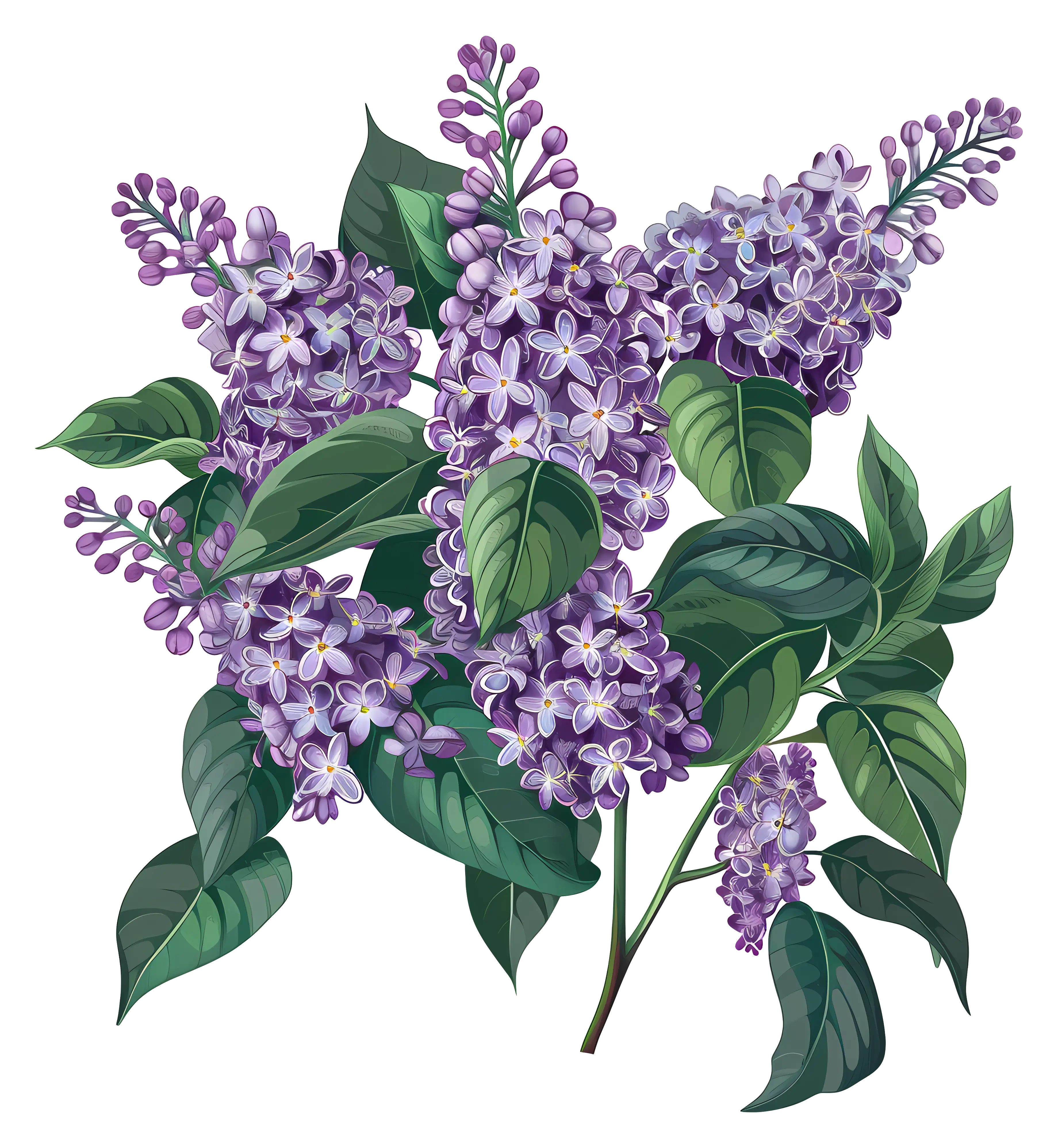 Fresh Lilac Flower Bouquet Illustration