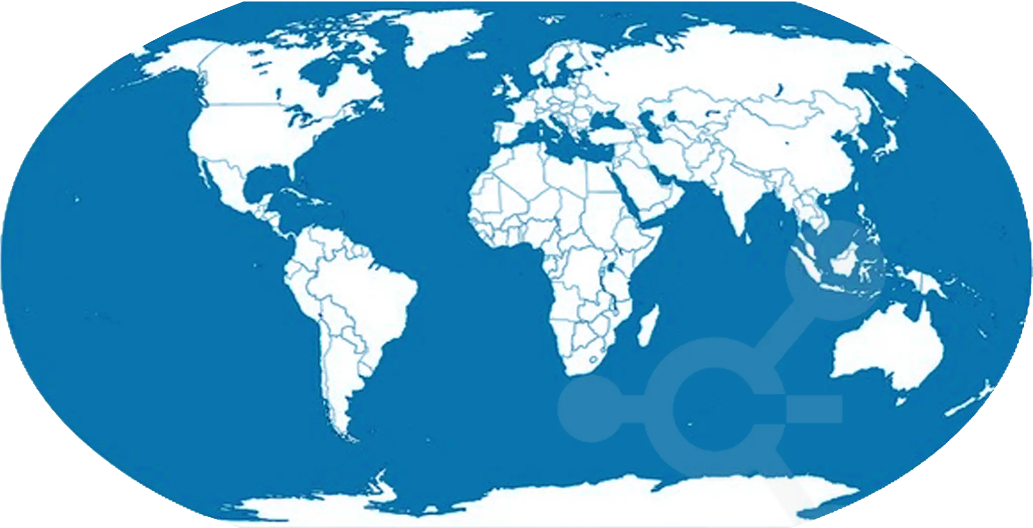 Blue and White World Map
