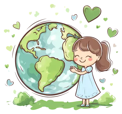 Girl Hugging Planet Earth Illustration