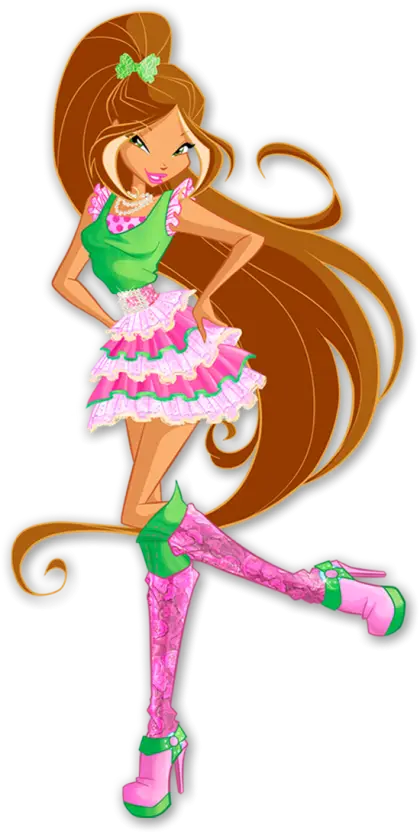 Stylish Cartoon Girl in Colorful Outfit