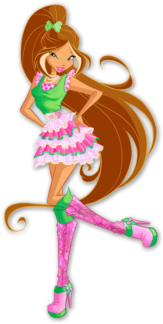 Stylish Cartoon Girl in Colorful Outfit
