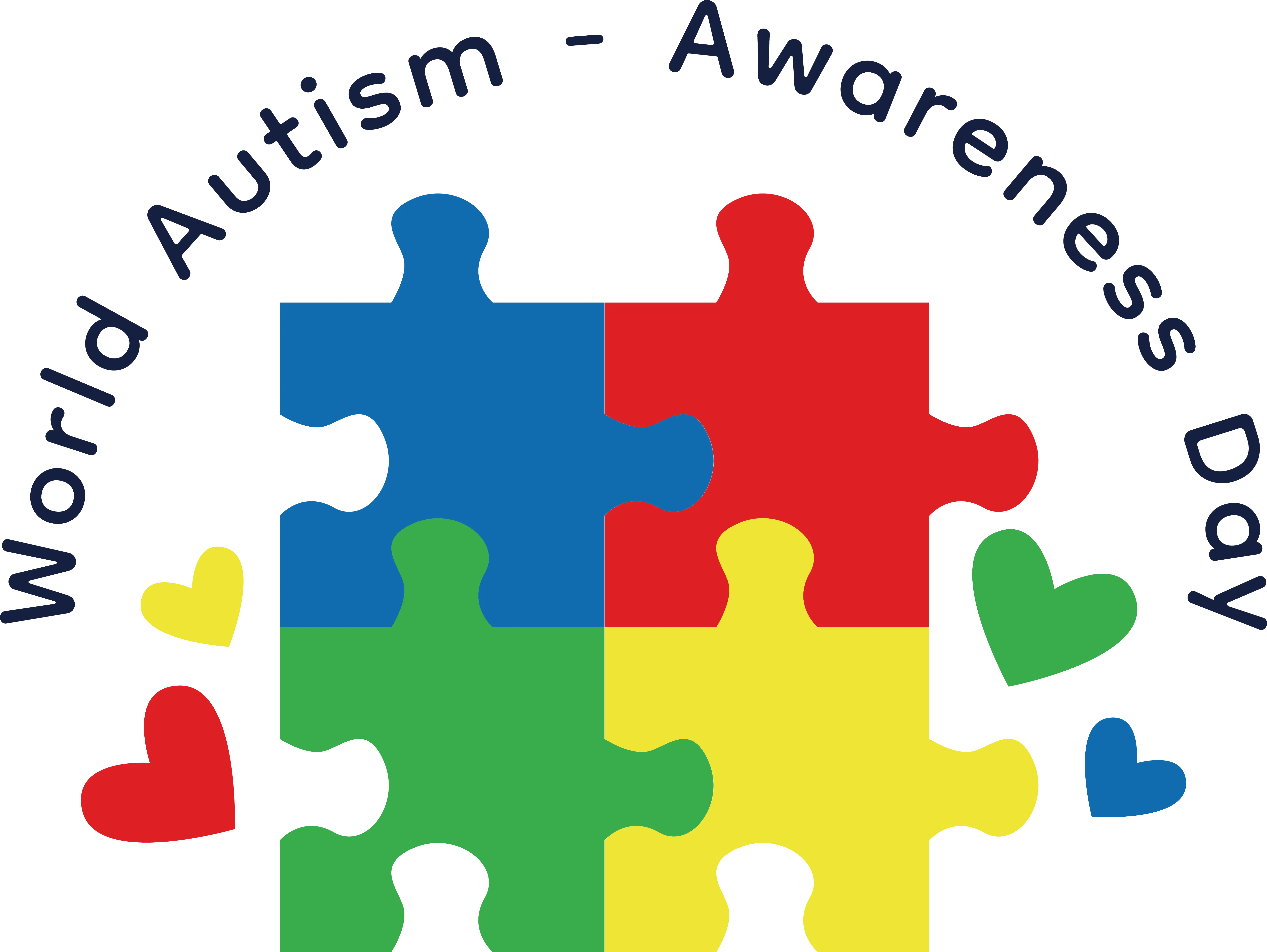 World Autism Awareness Day Logo with Colorful Puzzle Pieces