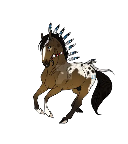 Decorated Horse with Feathers Illustration
