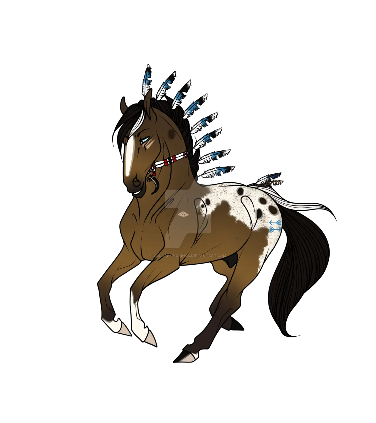 Decorated Horse with Feathers Illustration