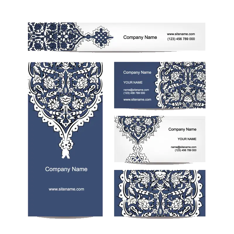 Elegant Blue and White Business Cards