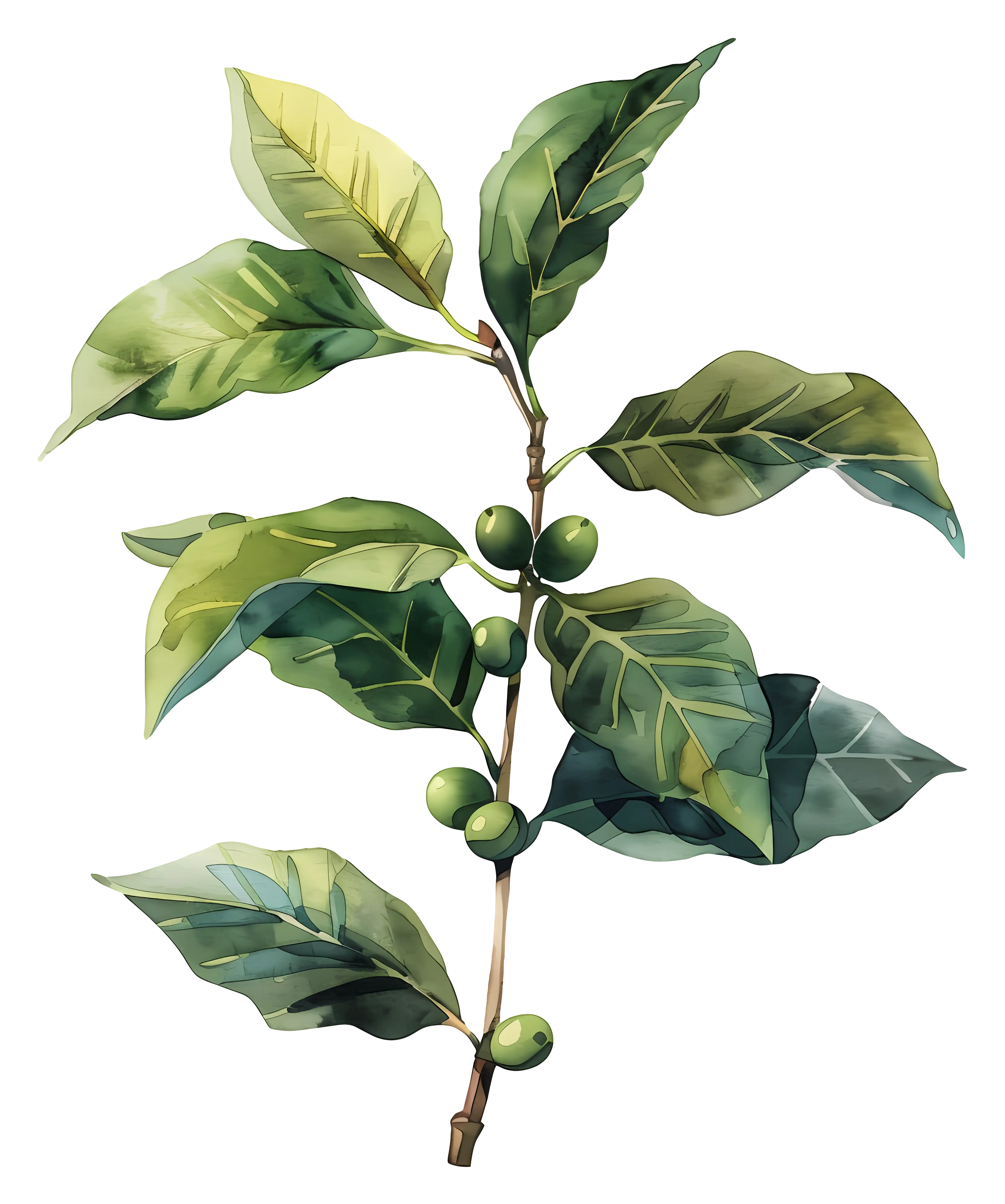 Branch with Green Leaves Illustration