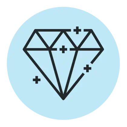 Diamond Outline Emblem on Blue Background