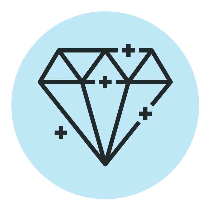 Diamond Outline Emblem on Blue Background