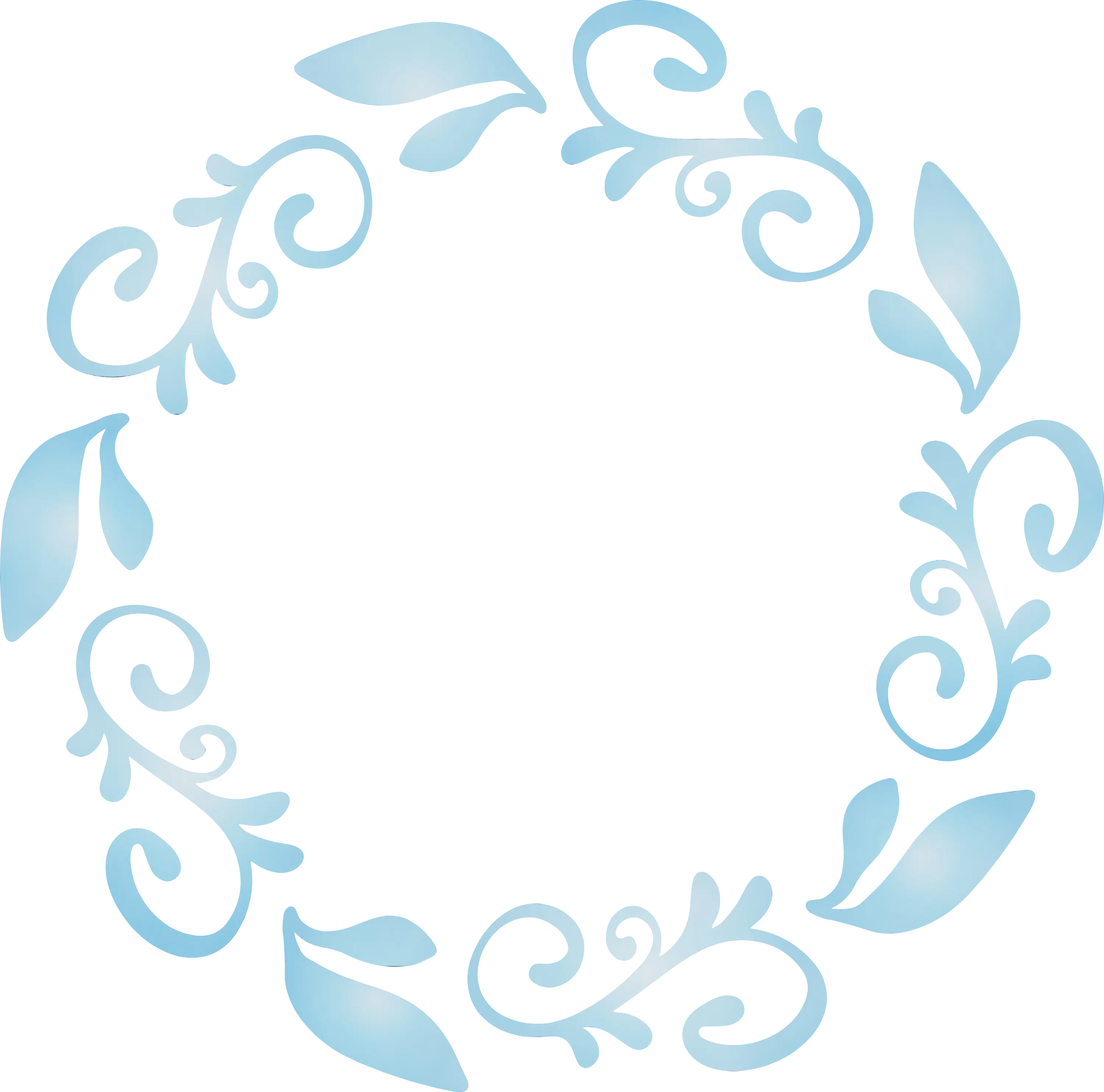 Floral Blue Wreath Illustration