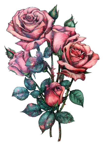 Pink Roses Bouquet Illustration
