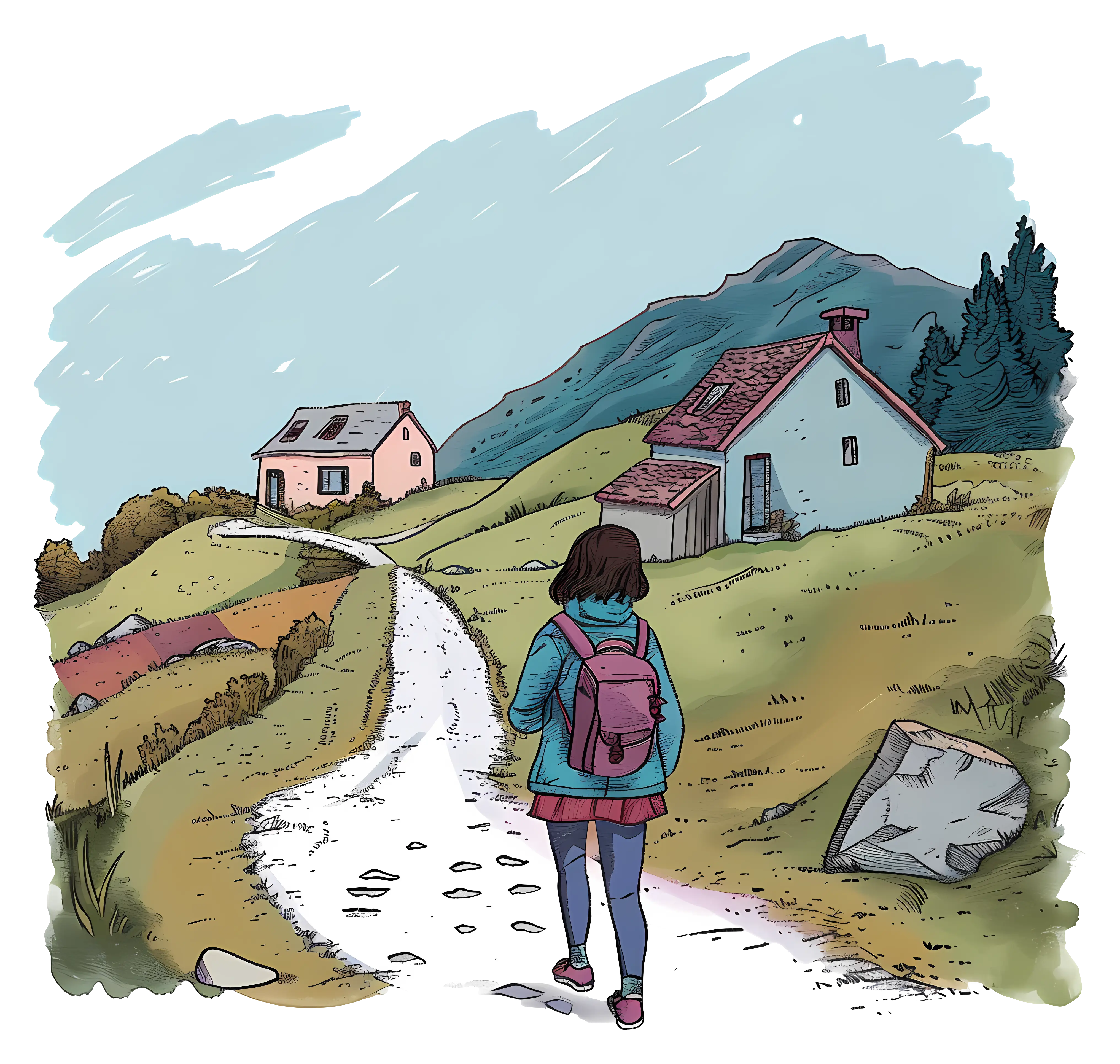 Girl Walking in Countryside
